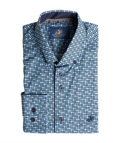 Heren overhemd lange mouw blauw