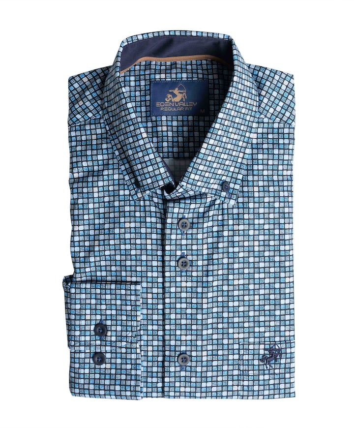 Heren overhemd lange mouw blauw