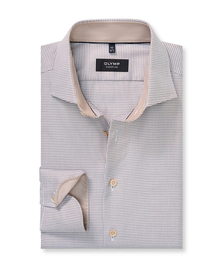 Heren overhemd lange mouw beige