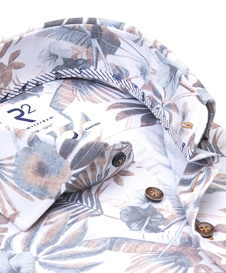 Heren overhemd lange mouw beige