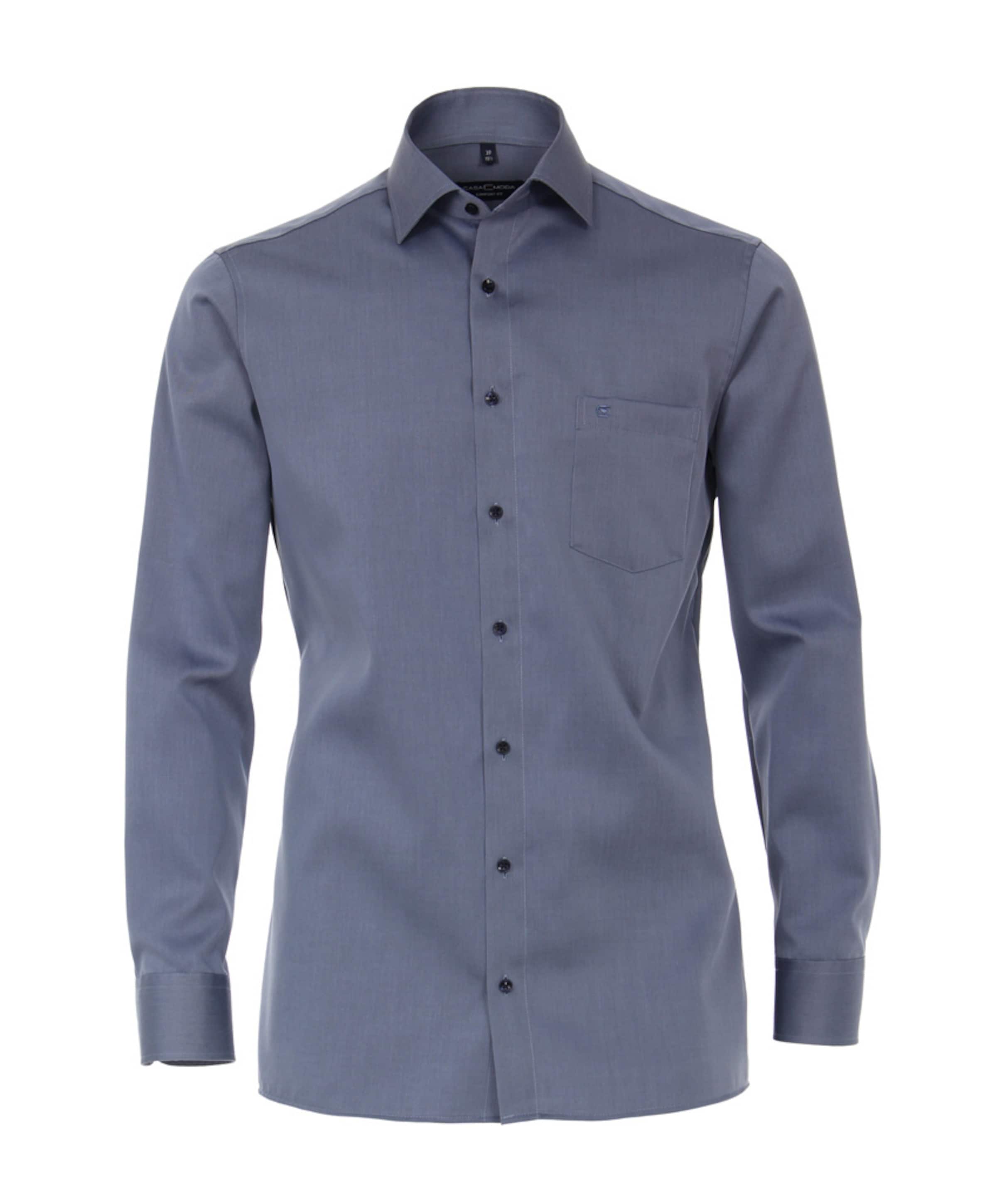 Heren overhemd lange mouw blauw