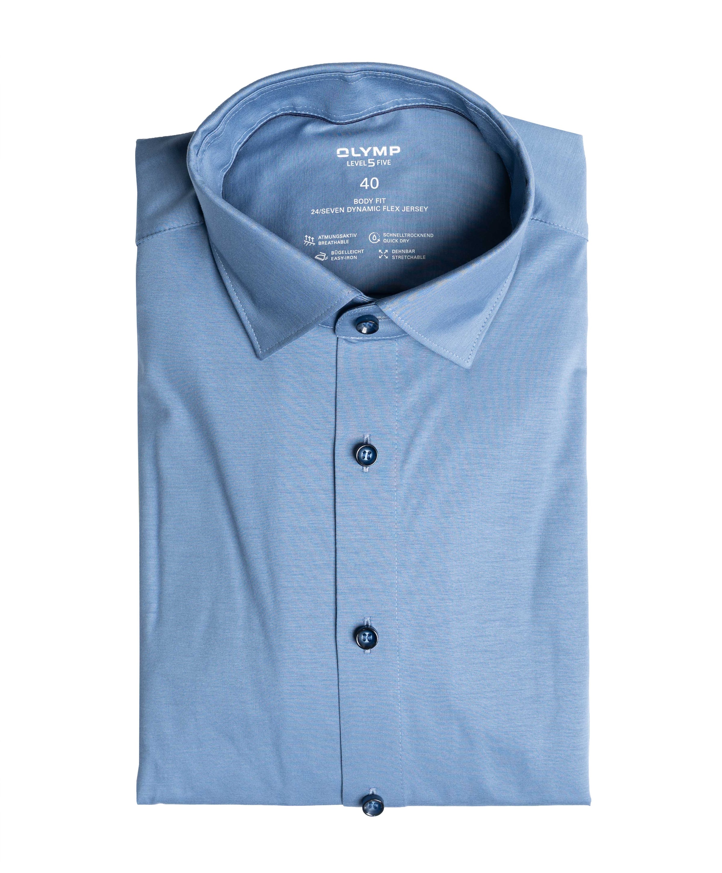 Heren overhemd lange mouw blauw