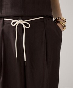 Linen blend dames broek bruin