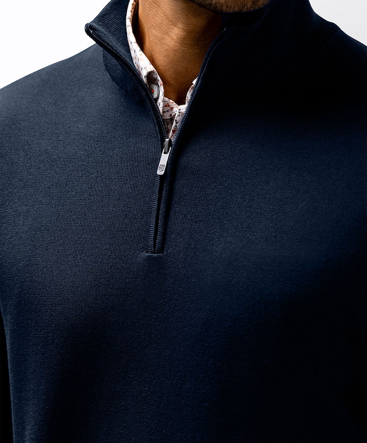 Heren trui met rits blauw