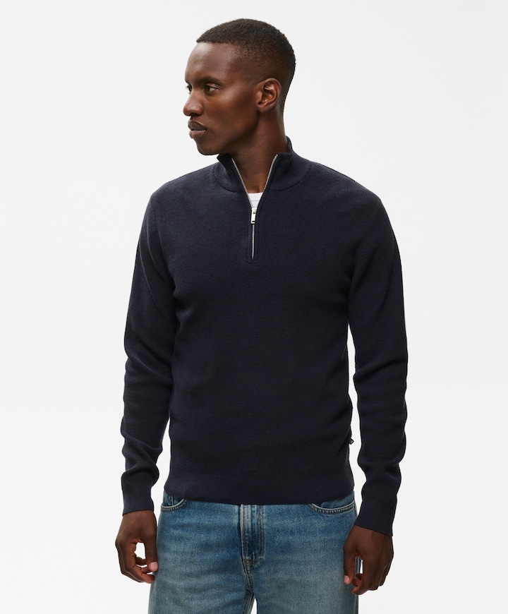 Trui met rits blauw