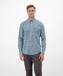 Heren overhemd lange mouw blauw