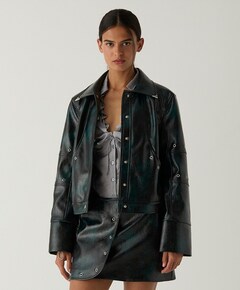 Dames leren jas groen