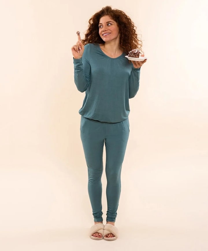 Dames pyjamatop groen