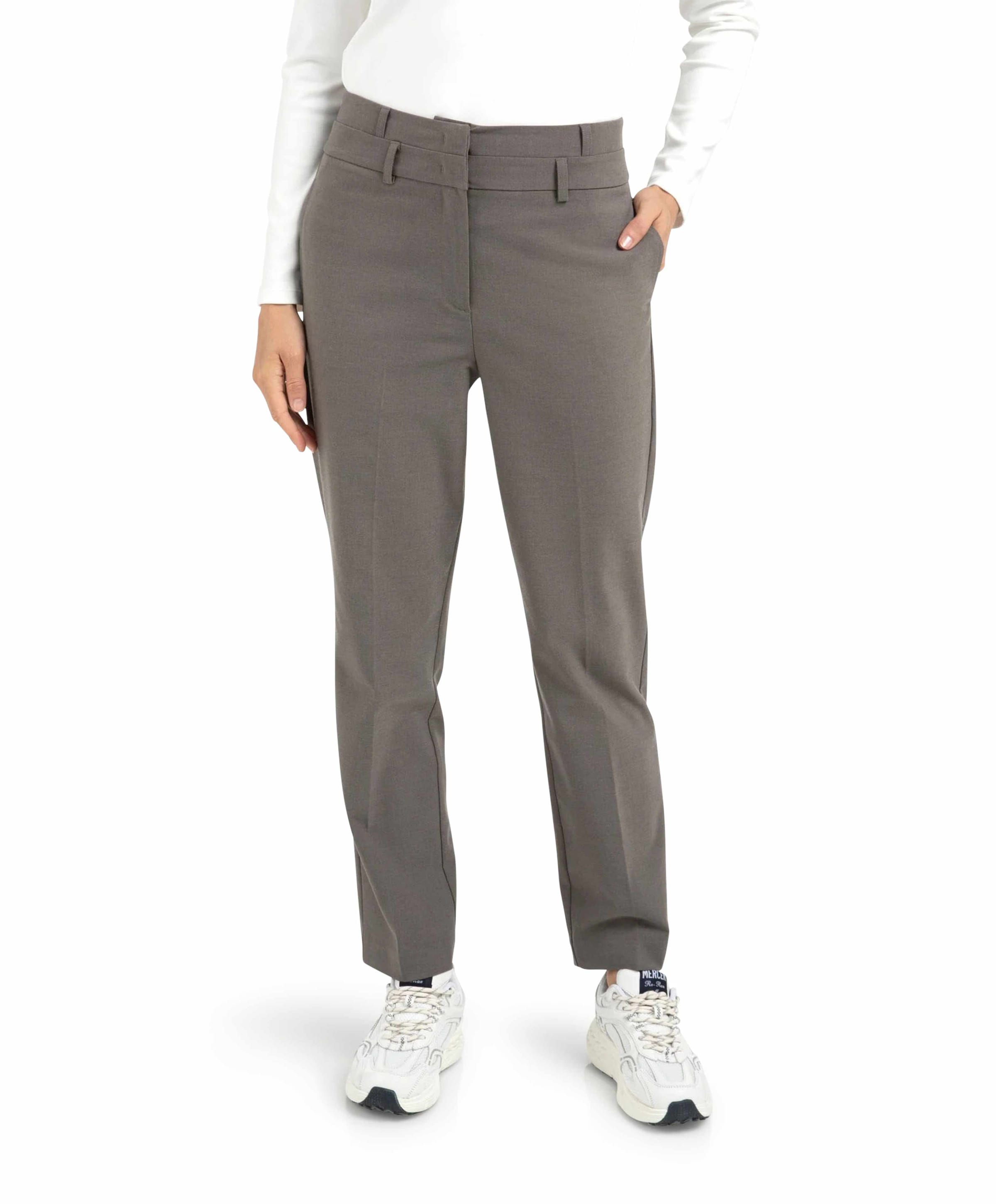 Double waistband broek bruin
