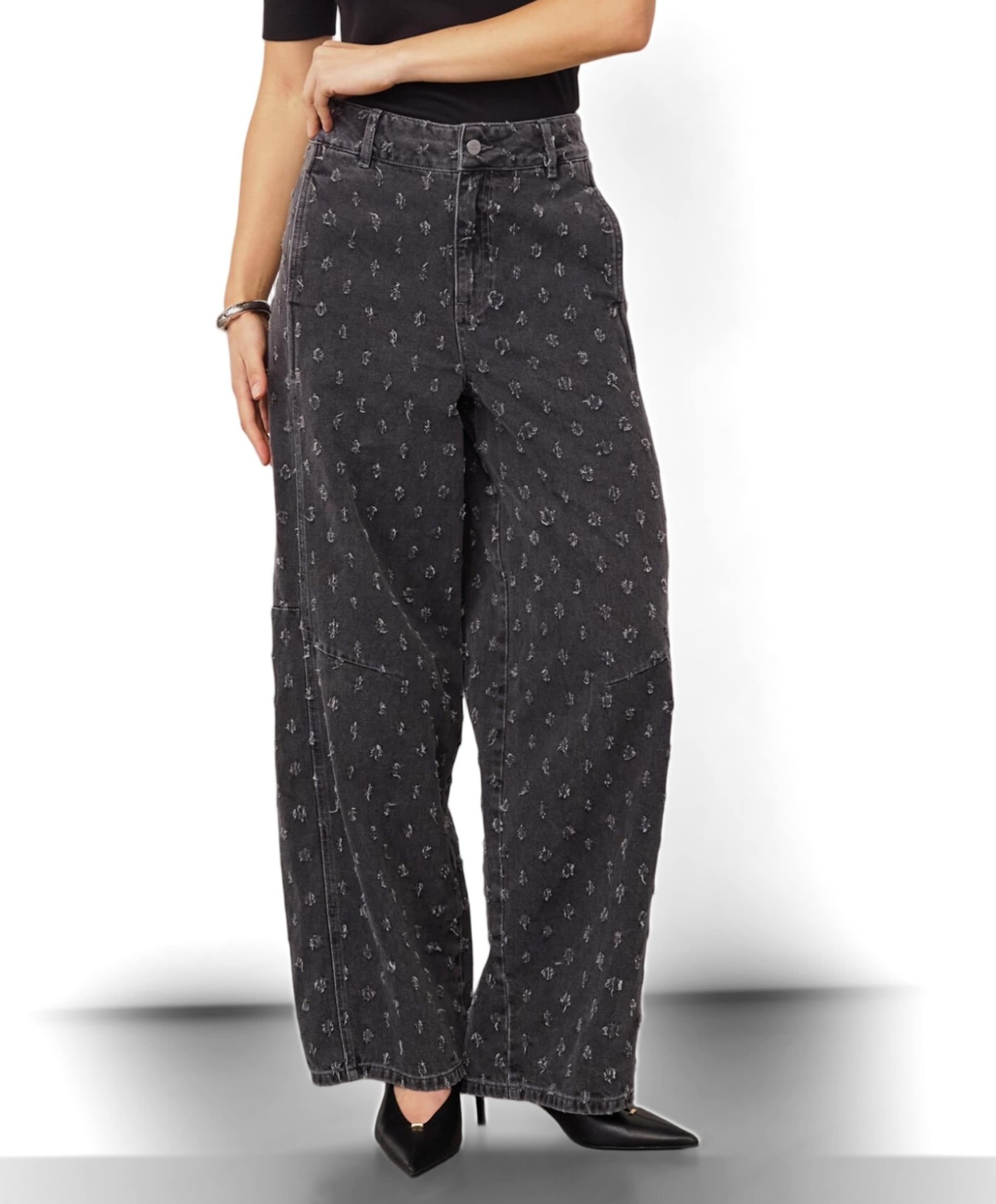 DerriCC Dot dames jeans grijs