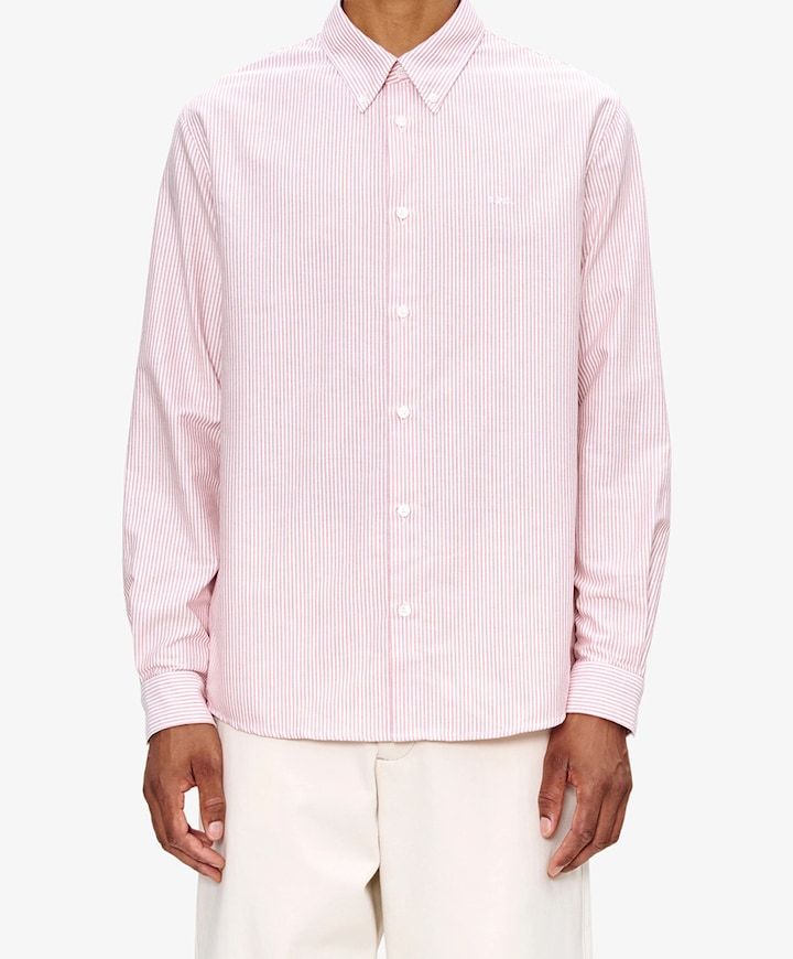 Heren overhemd lange mouw rood