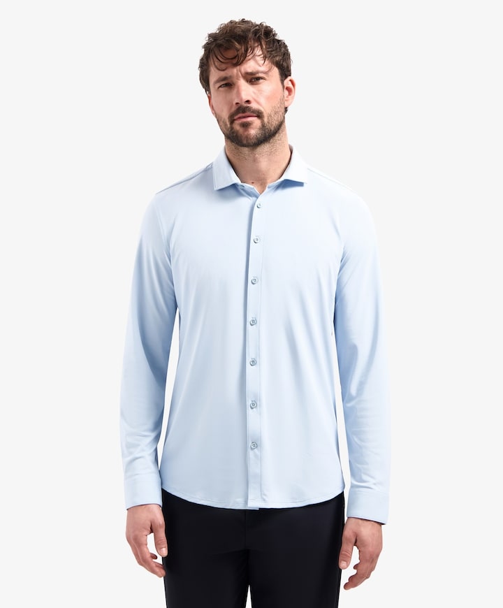 Heren overhemd lange mouw blauw