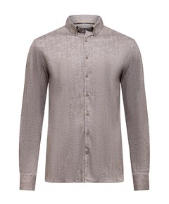 Heren overhemd lange mouw bruin