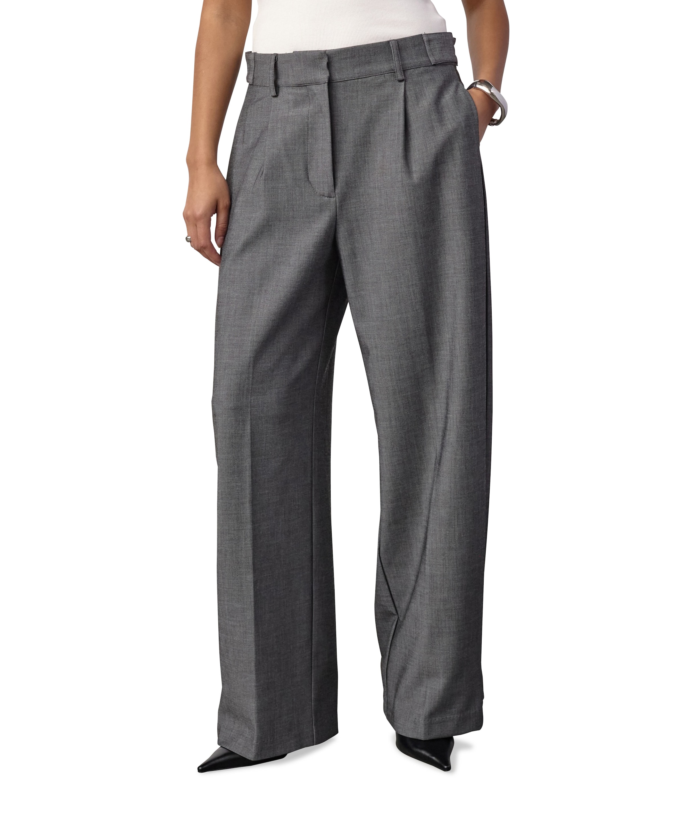JackyCC Pleat dames broek grijs