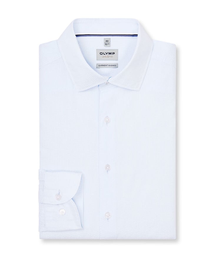 Heren overhemd lange mouw blauw