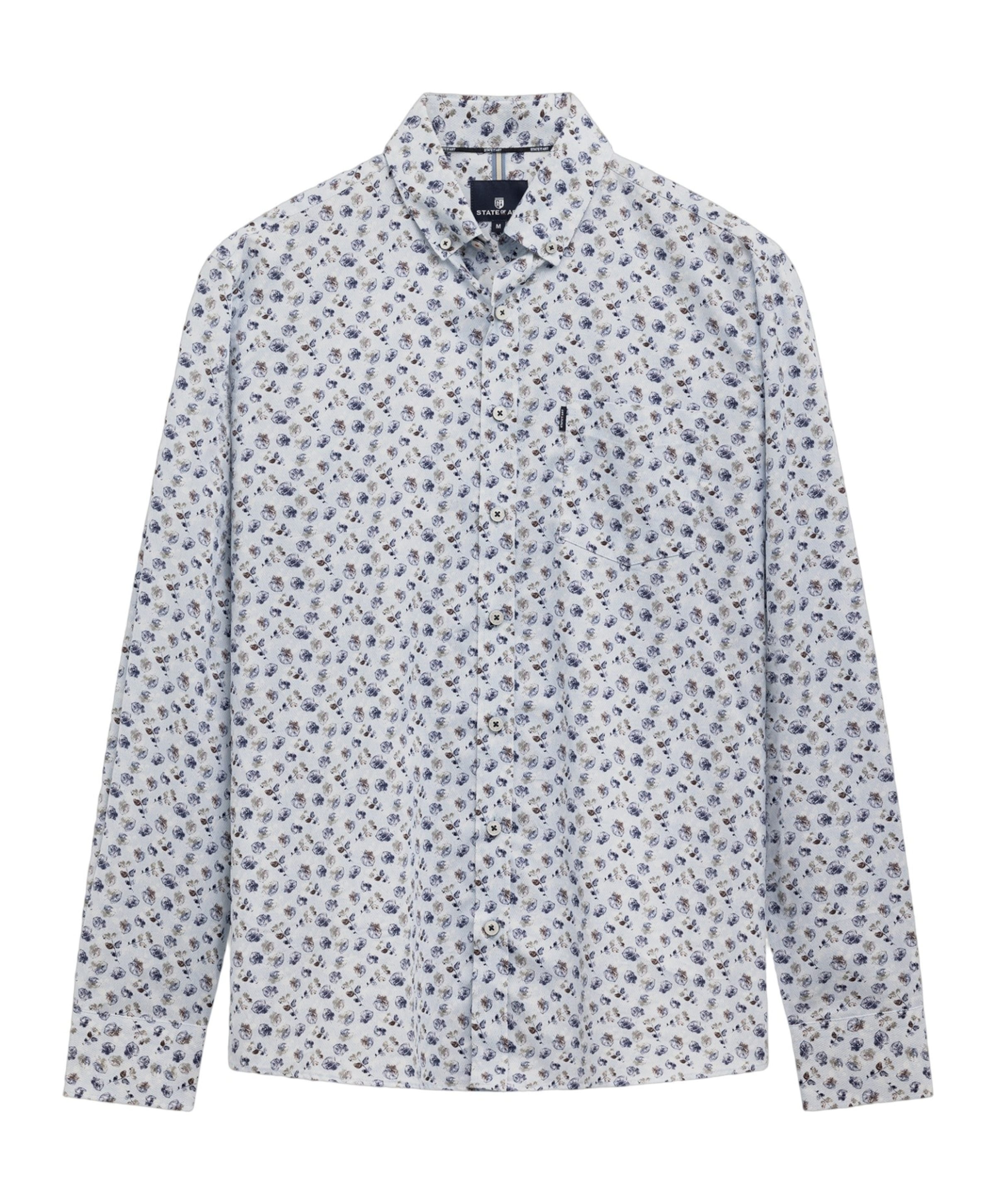 Heren overhemd lange mouw blauw