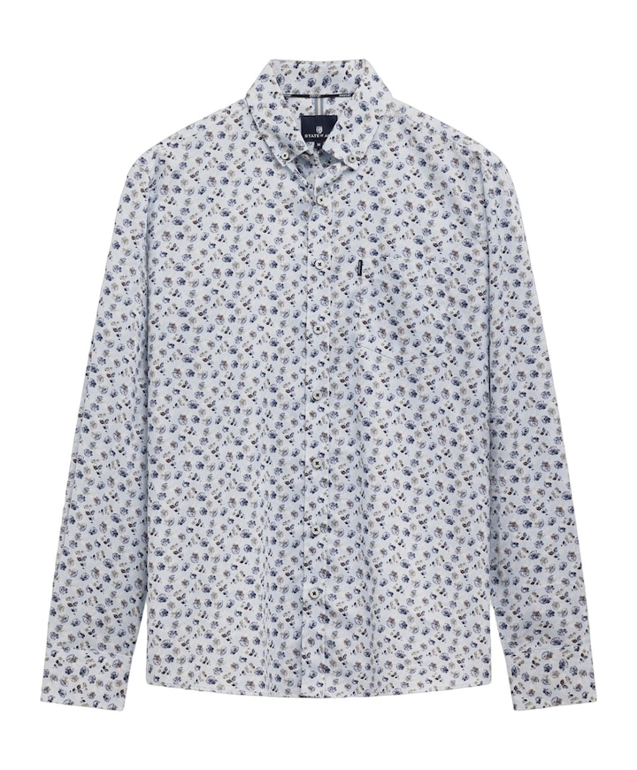 Heren overhemd lange mouw blauw