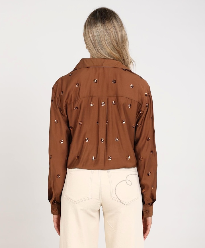 Dames blouse bruin