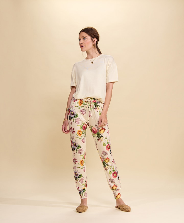 Dames pyjamabroek ecru