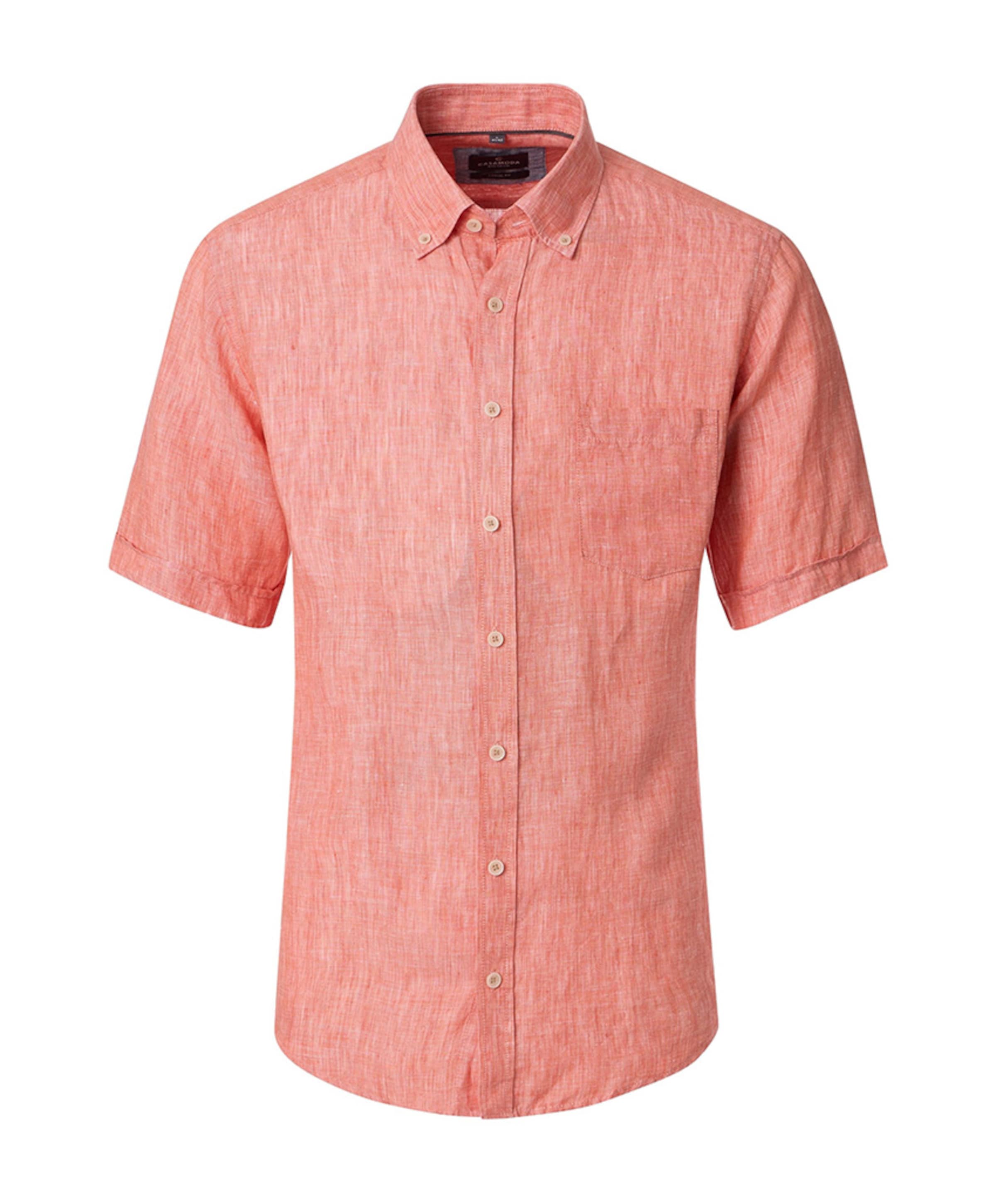 Heren overhemd korte mouw oranje