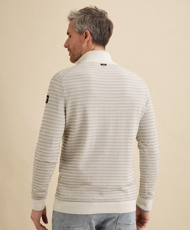 Heren trui met rits ecru