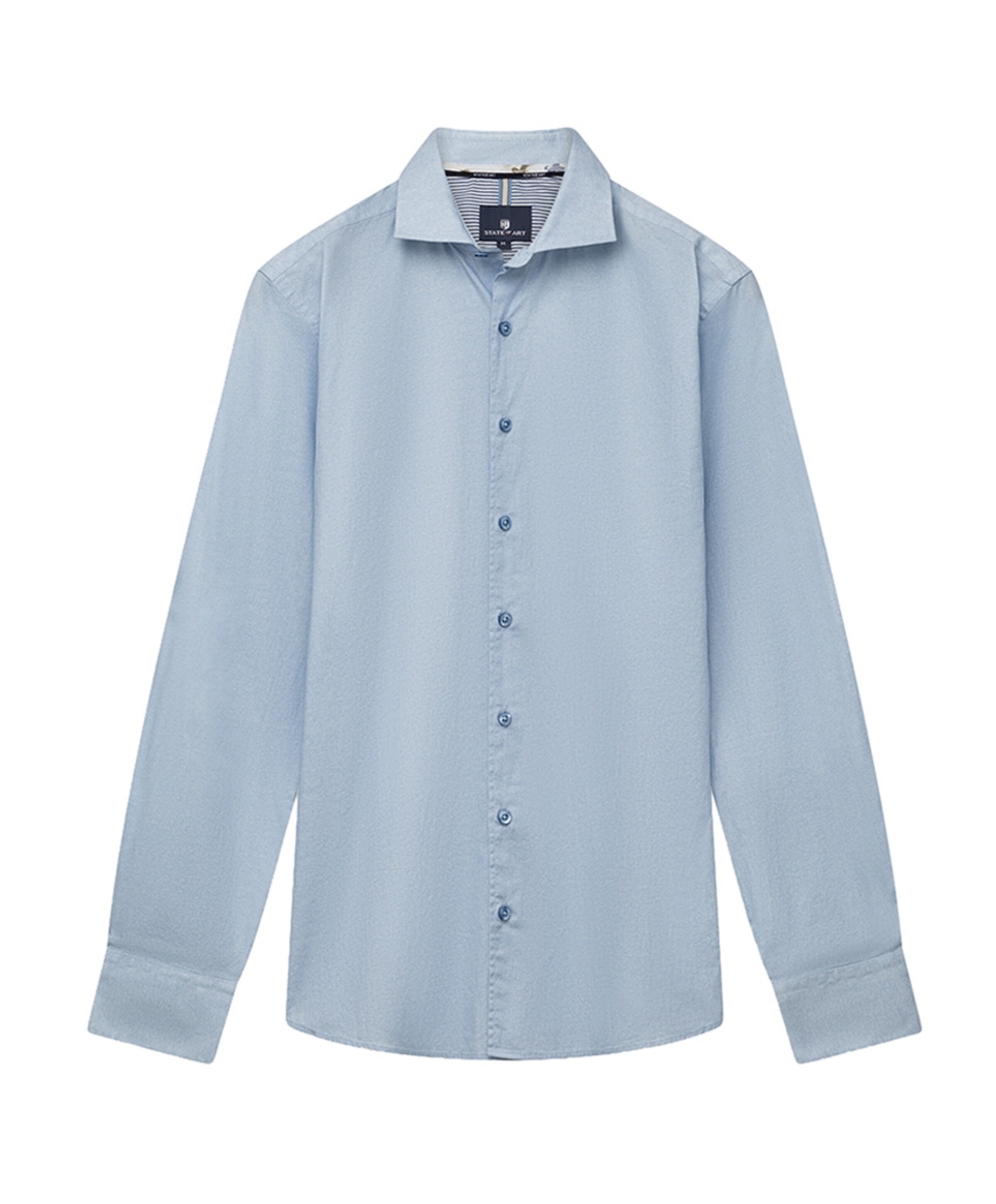 Heren overhemd lange mouw blauw