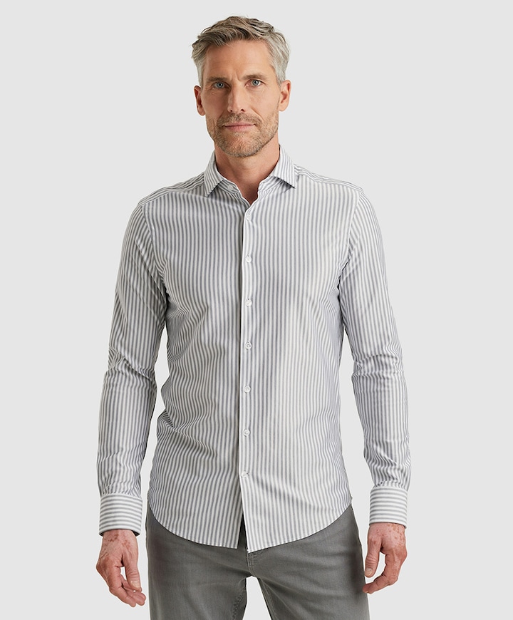 Heren overhemd lange mouw blauw