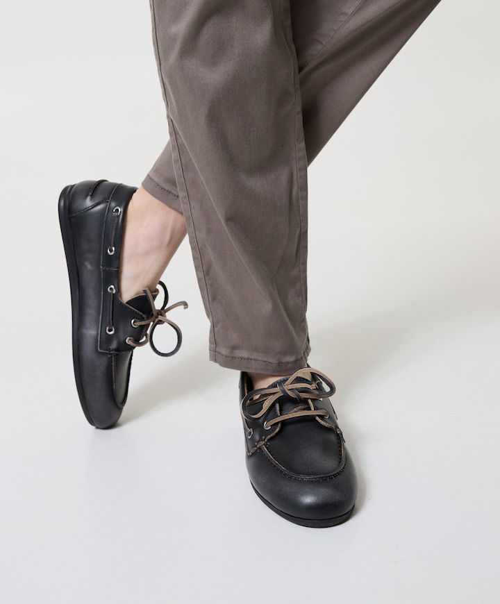 Brushed boat dames mocassins zwart