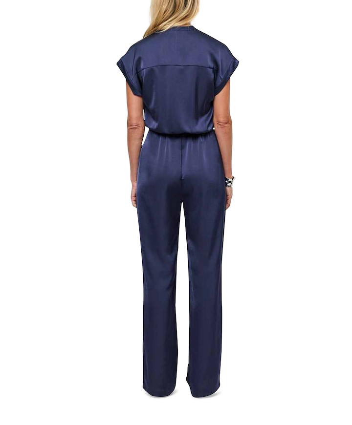 Oyana satin dames jumpsuit blauw