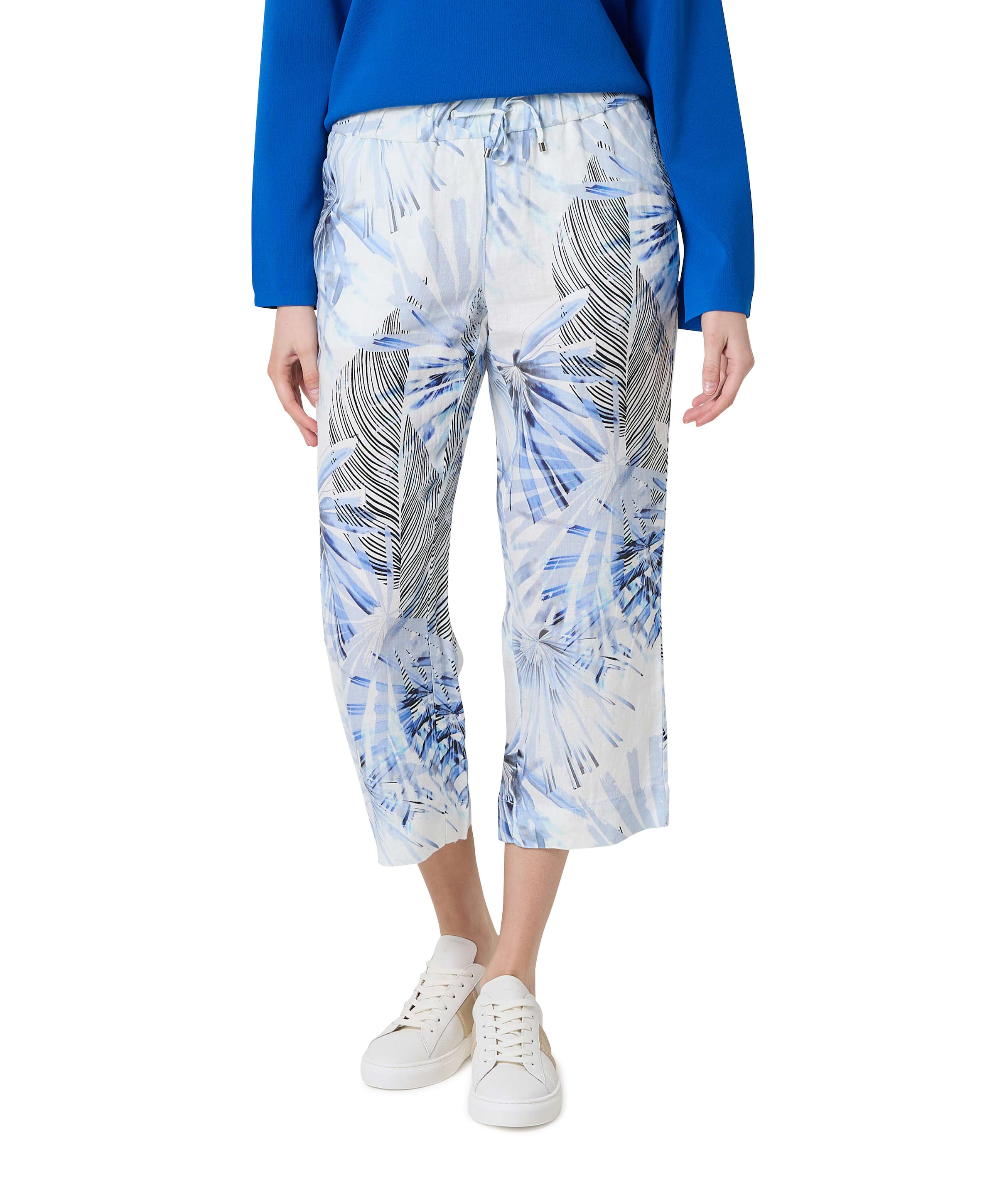 Pia Wide Leg 3/4 dames broek blauw