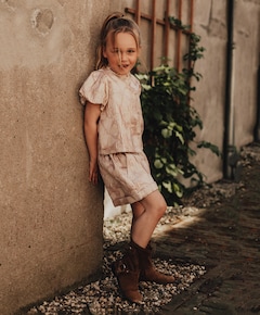 Meisjes blouse korte mouw ecru