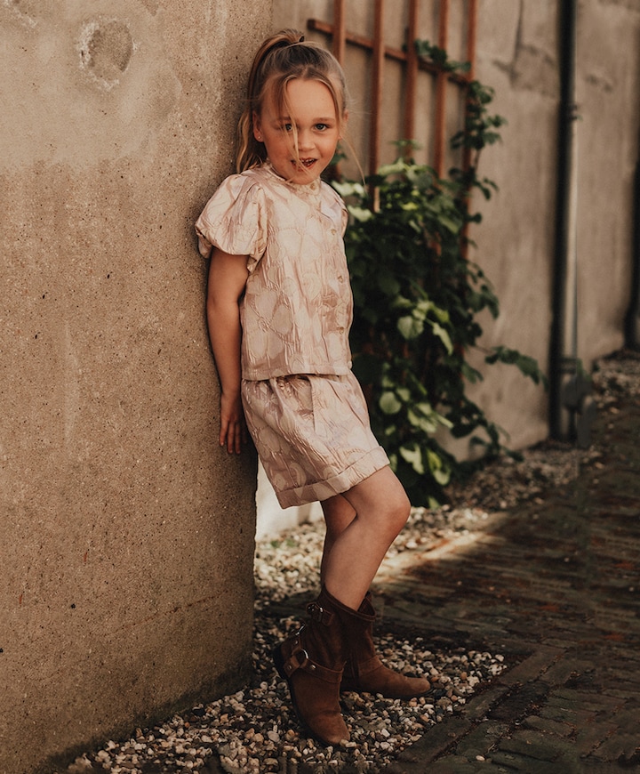 Meisjes blouse korte mouw ecru