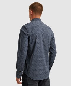 Heren overhemd lange mouw blauw