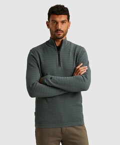 Heren trui met rits blauw