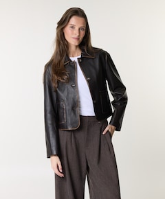 Dames leren jas blauw