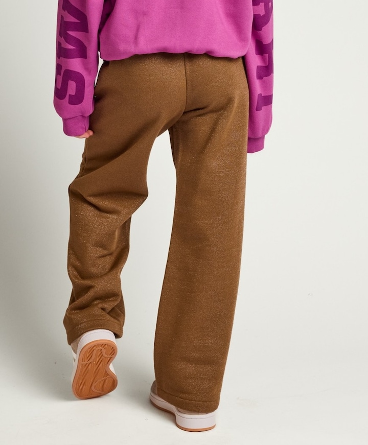 Little lurex sweatpants meisjes broek bruin