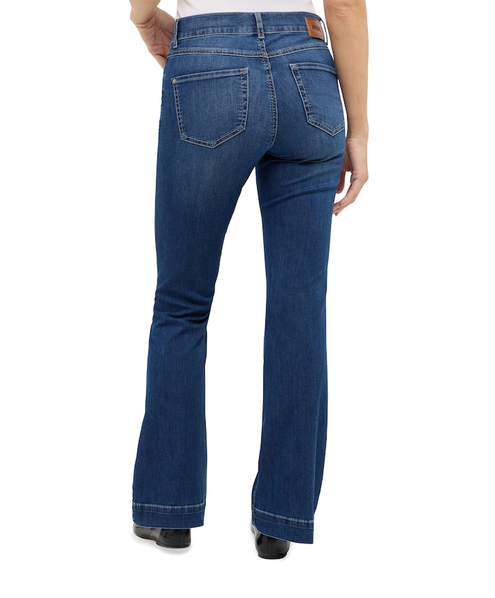 LENI FLARED POCKET dames jeans blauw