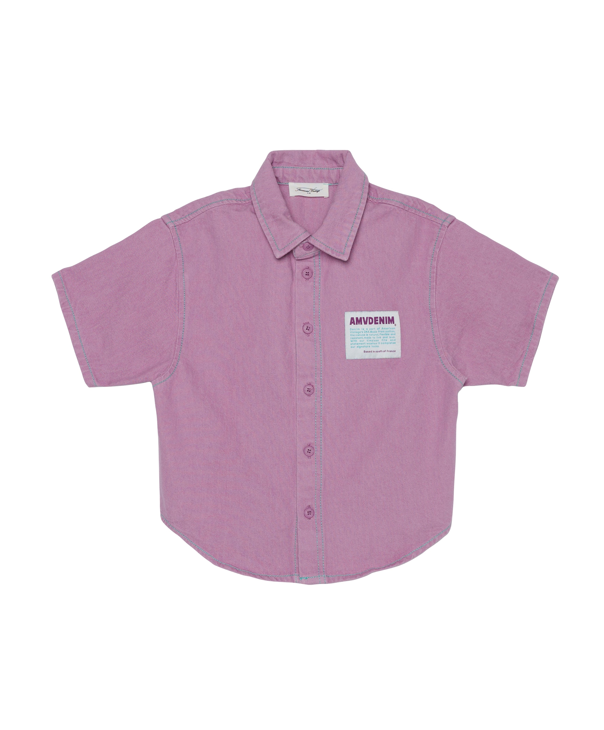 Jongens overhemd korte mouw paars