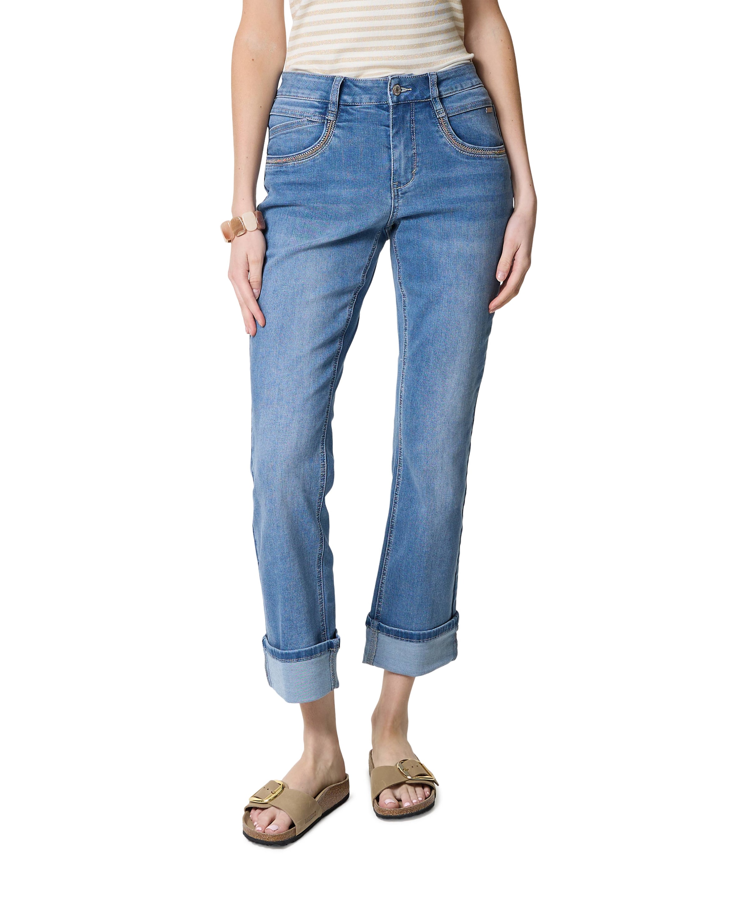 Kate Denim Embroid. Pockets dames jeans blauw