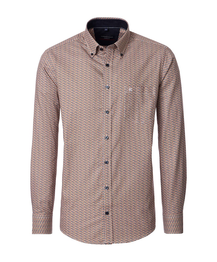 Heren overhemd lange mouw oranje