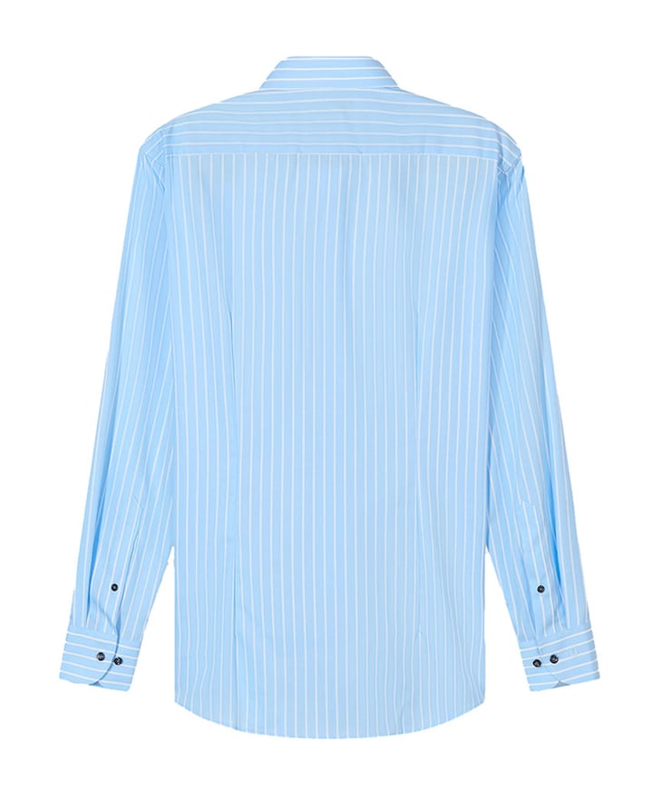 Heren overhemd lange mouw blauw