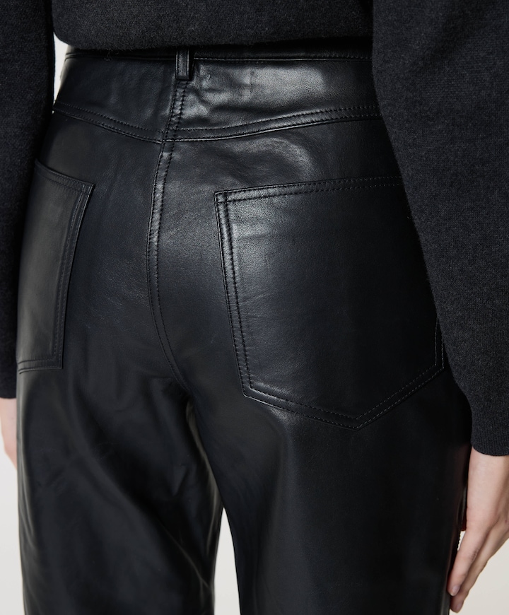 Straight Leather Pants dames broek zwart