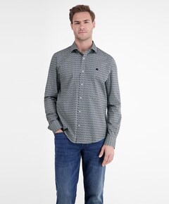 Heren overhemd lange mouw blauw