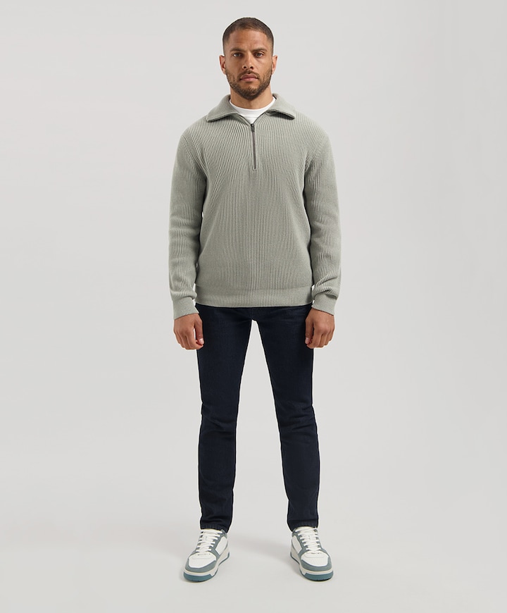 Heren trui met rits grijs