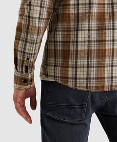 Heren overhemd lange mouw bruin