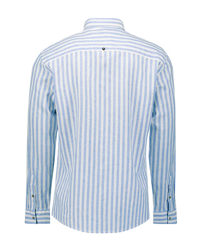 Heren overhemd lange mouw blauw