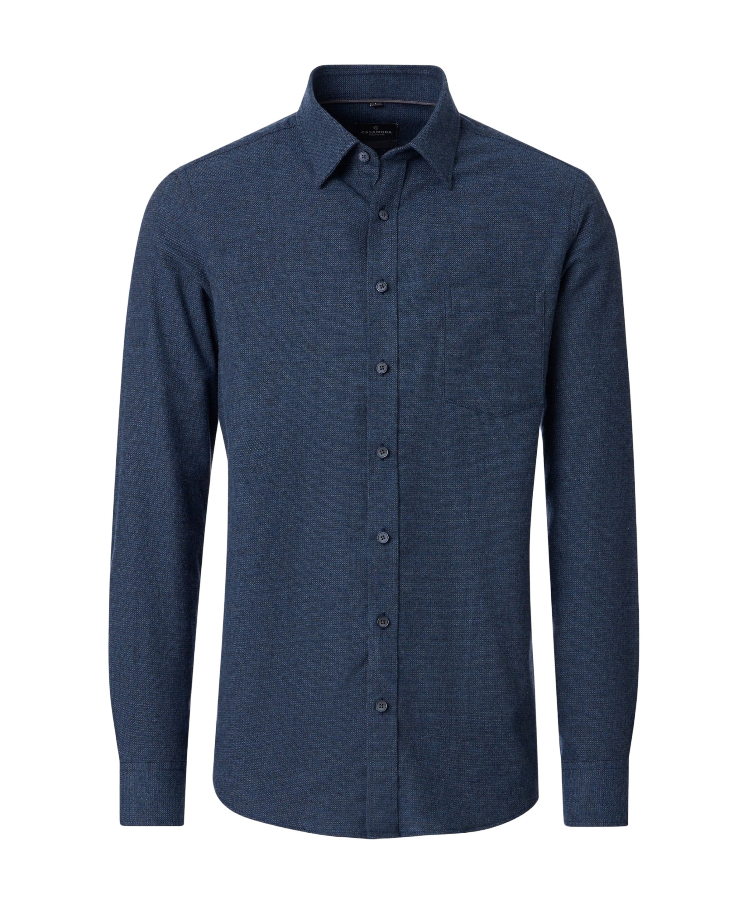Heren overhemd lange mouw blauw