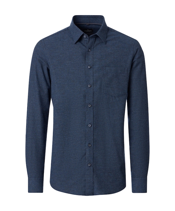 Heren overhemd lange mouw blauw