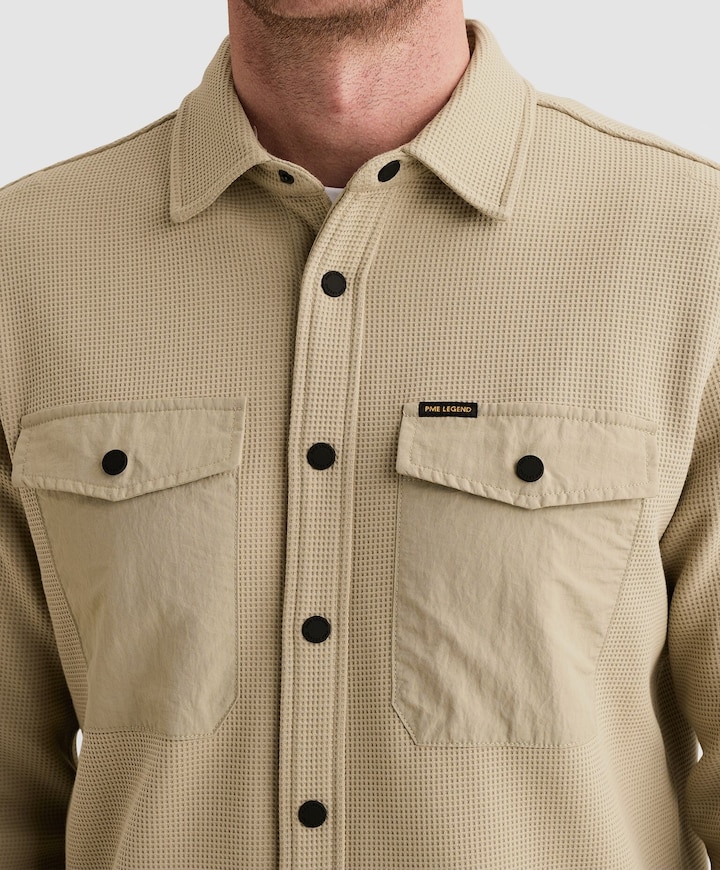 Heren overhemd lange mouw beige