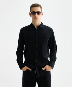 Heren overhemd lange mouw zwart